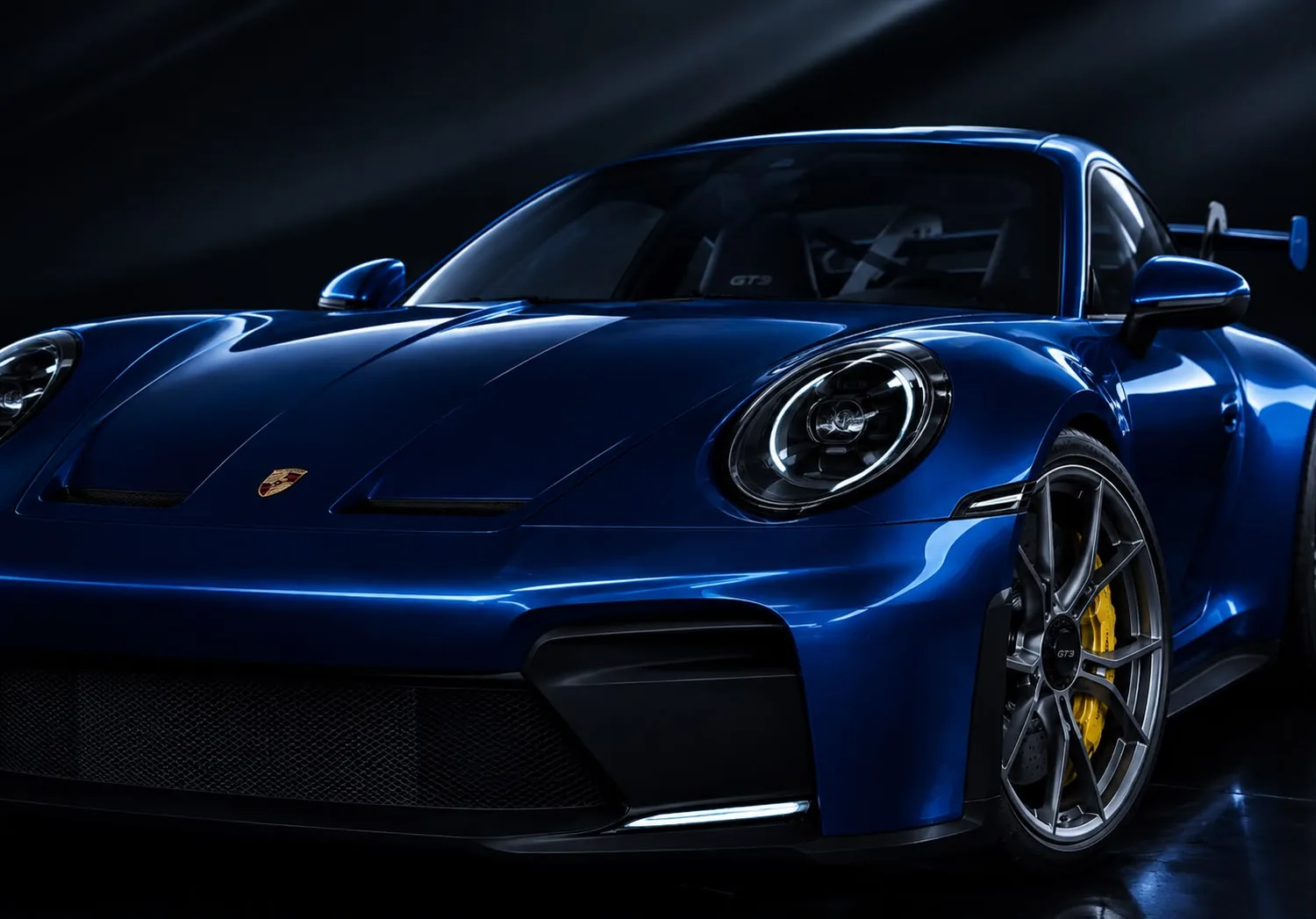 Carro azul em destaque, pronto para o tratamento